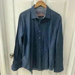 Robert Graham Men’s Blue Button Down Shirt XL Modern Americana Business Casual